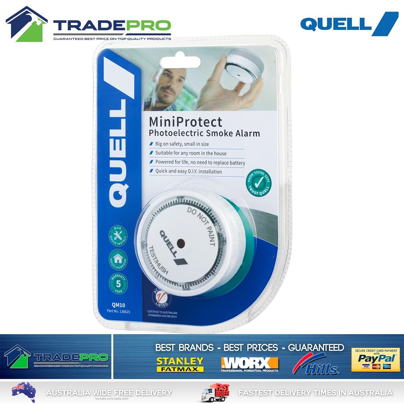 Smoke Alarm Fire Detector Quell® Photoelectric Intelligent Mini Protect QM10 PRO
