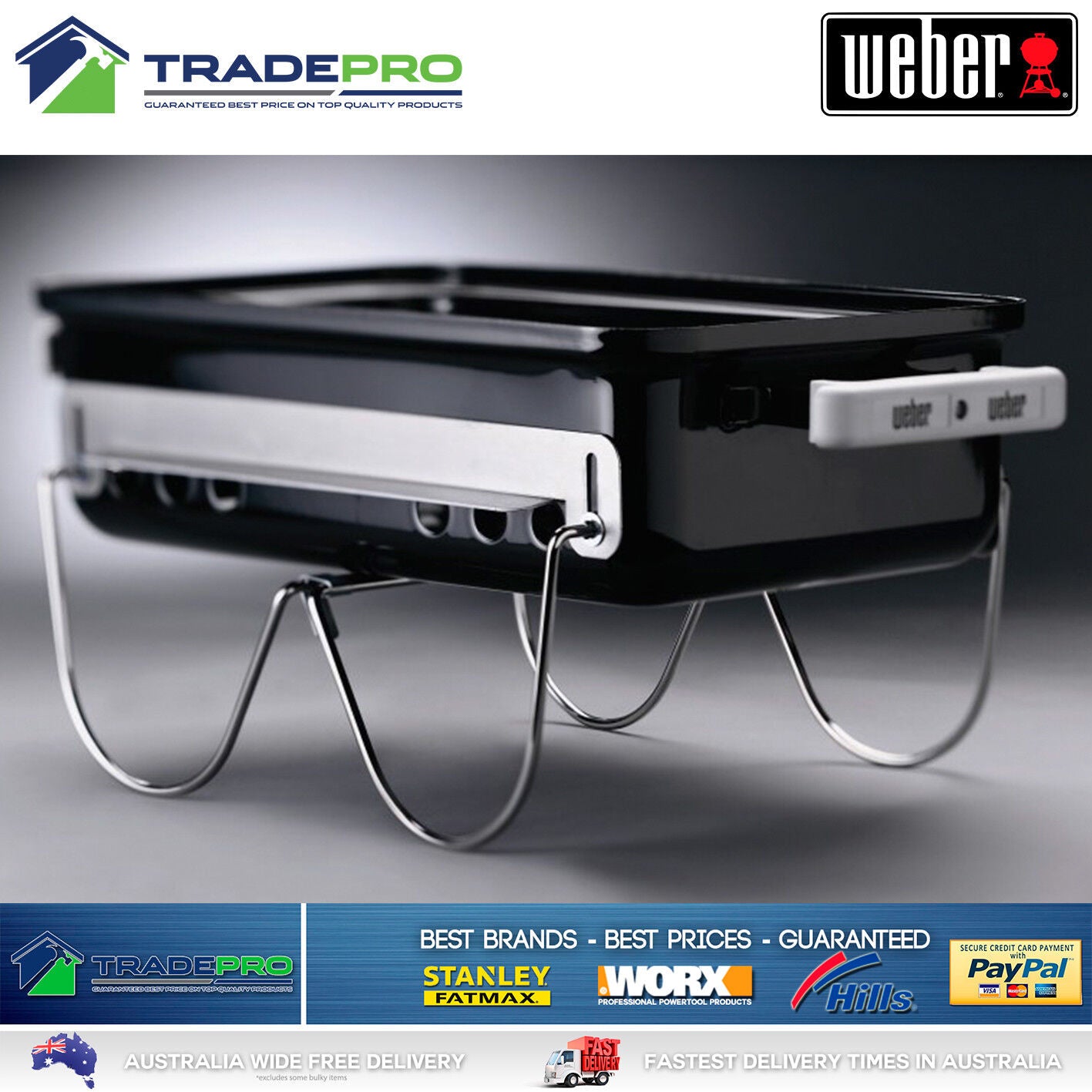 Weber BBQ Go Anywhere PRO with Hood Portable Charcoal Grill Camp Cooker Stove