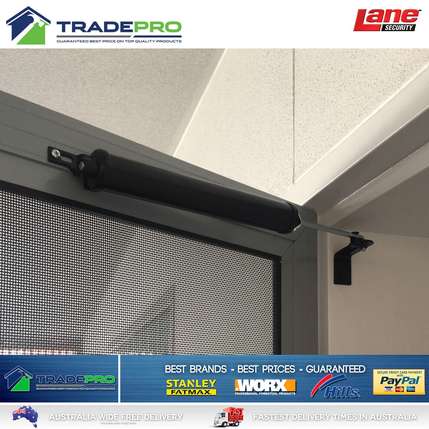 Door Closer Lane Pneumatic Adjust Universal Security Screen Opener Black 6253736