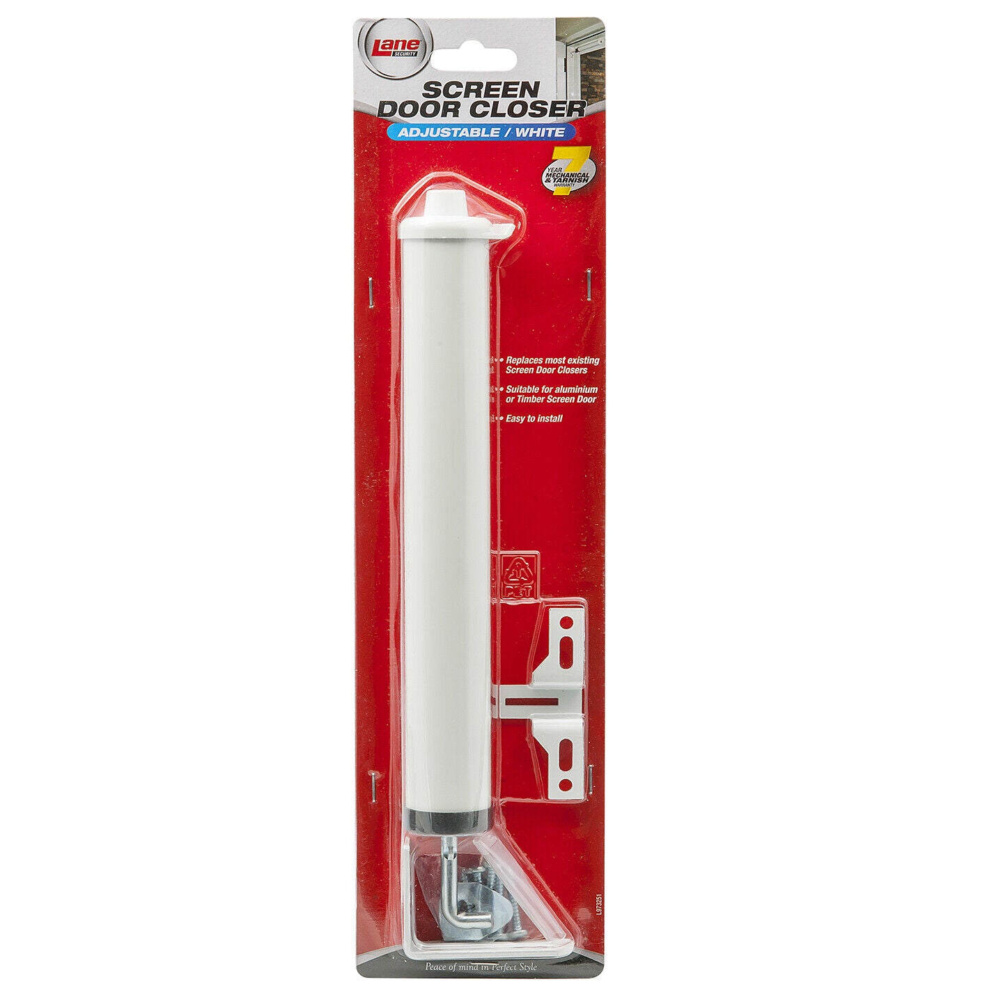 Door Closer Lane Pneumatic Adjustable Universal Fit Security Screen Opener White