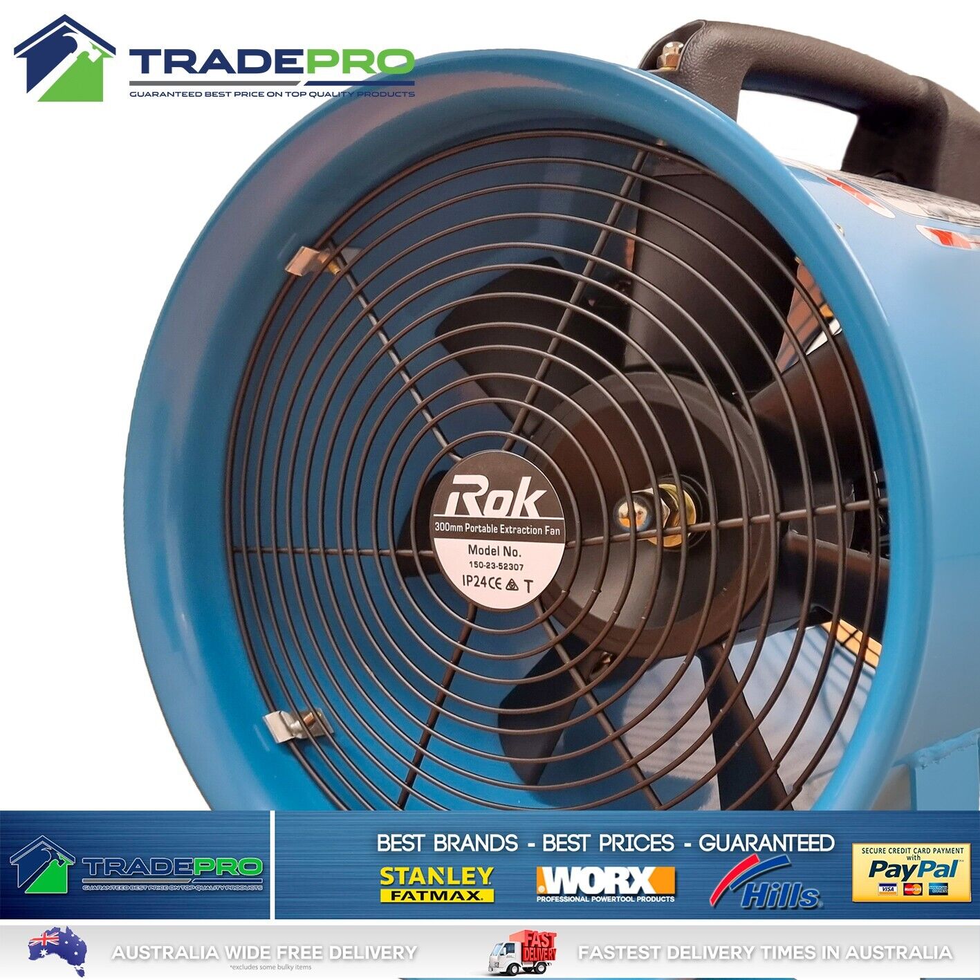 Blower Fan Cooler Large Commercial Workshop Shed ROK® 300mm 520W Extraction