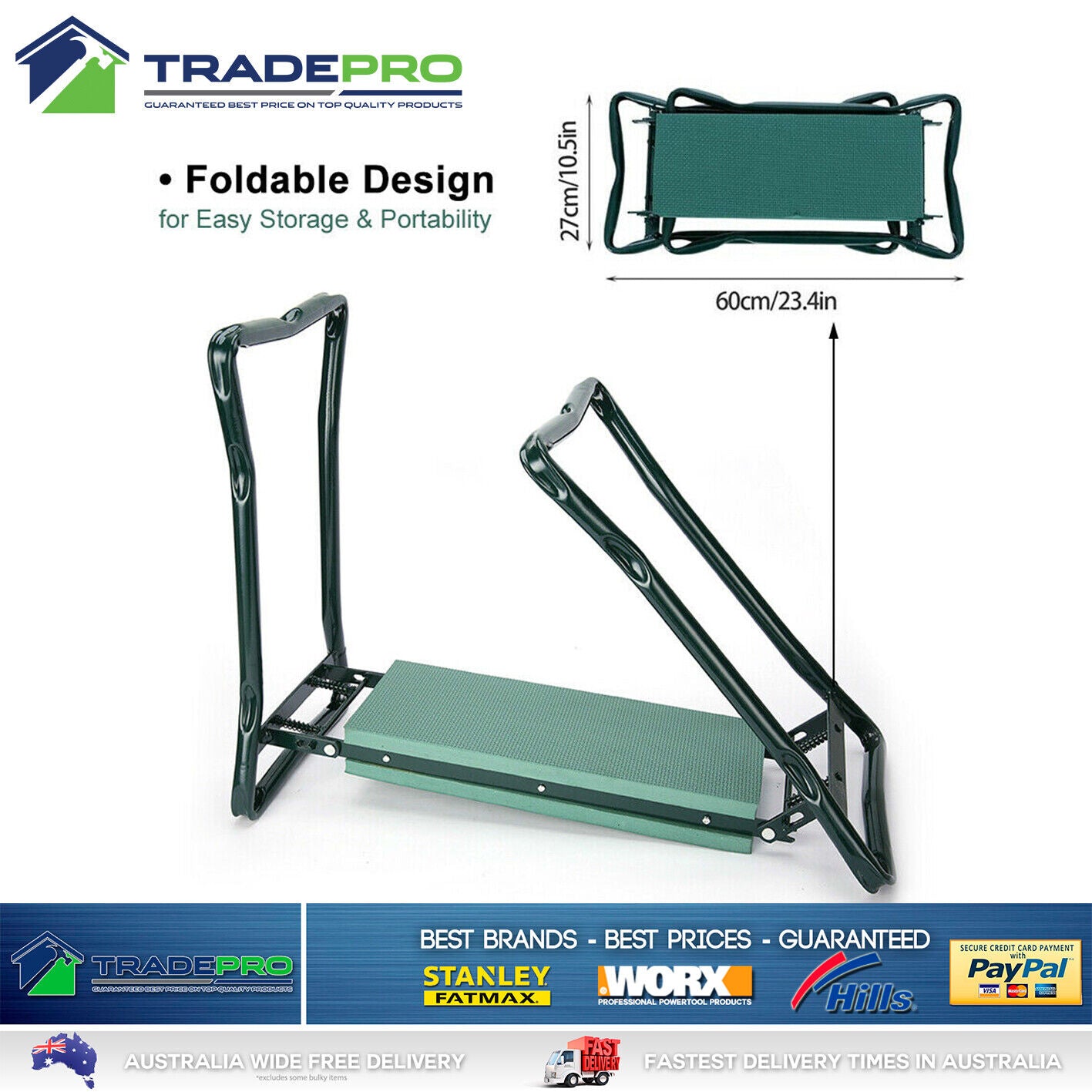 Garden Kneeler PRO 2 in 1 Folding Kneeling Pad Seat Padded Stool Gardening Bench