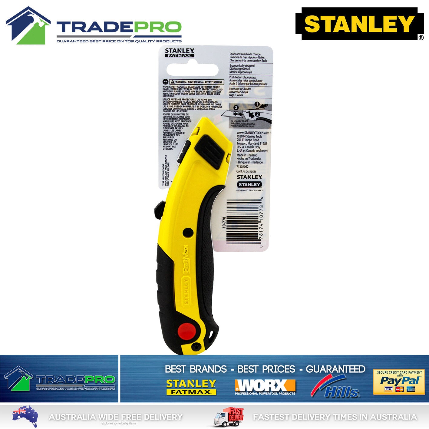 Genuine Stanley® Fatmax New PRO Retractable Ultility Knife with 5 Blades Quality