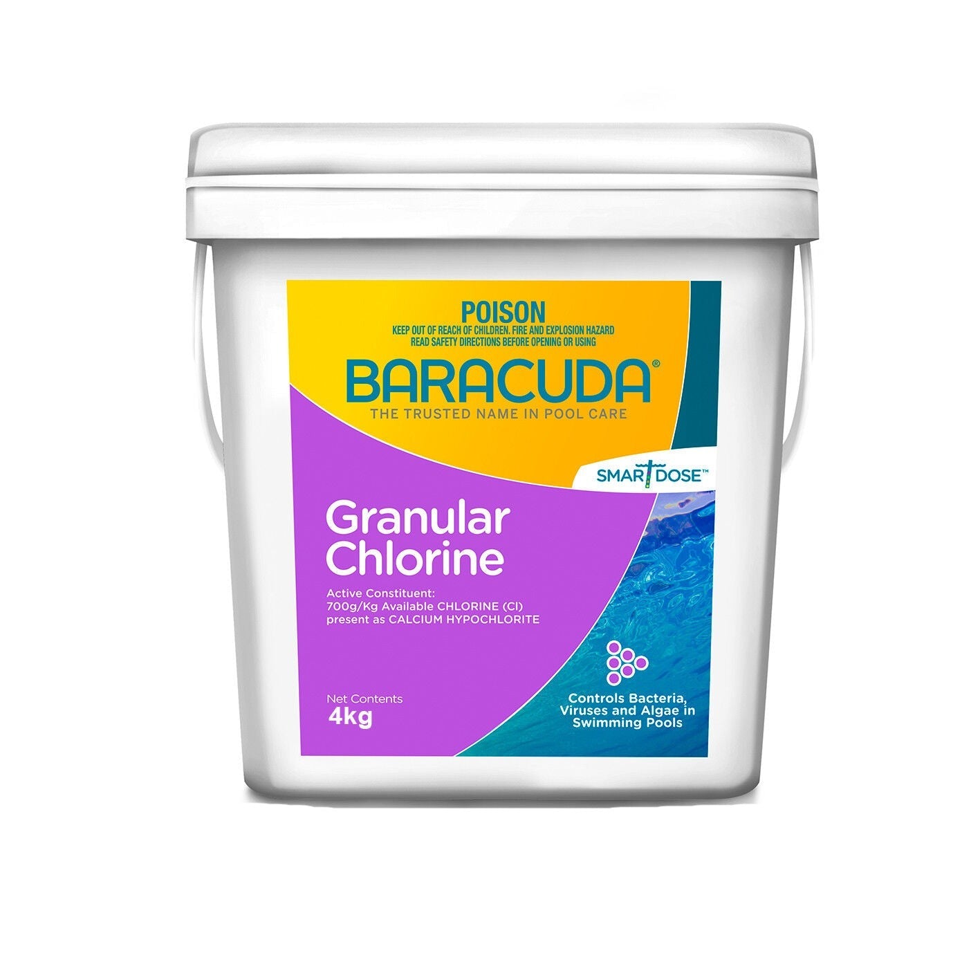 Pool Chlorine 4kg Baracuda PRO Strength Granule Controls Algae & Bacteria Fast