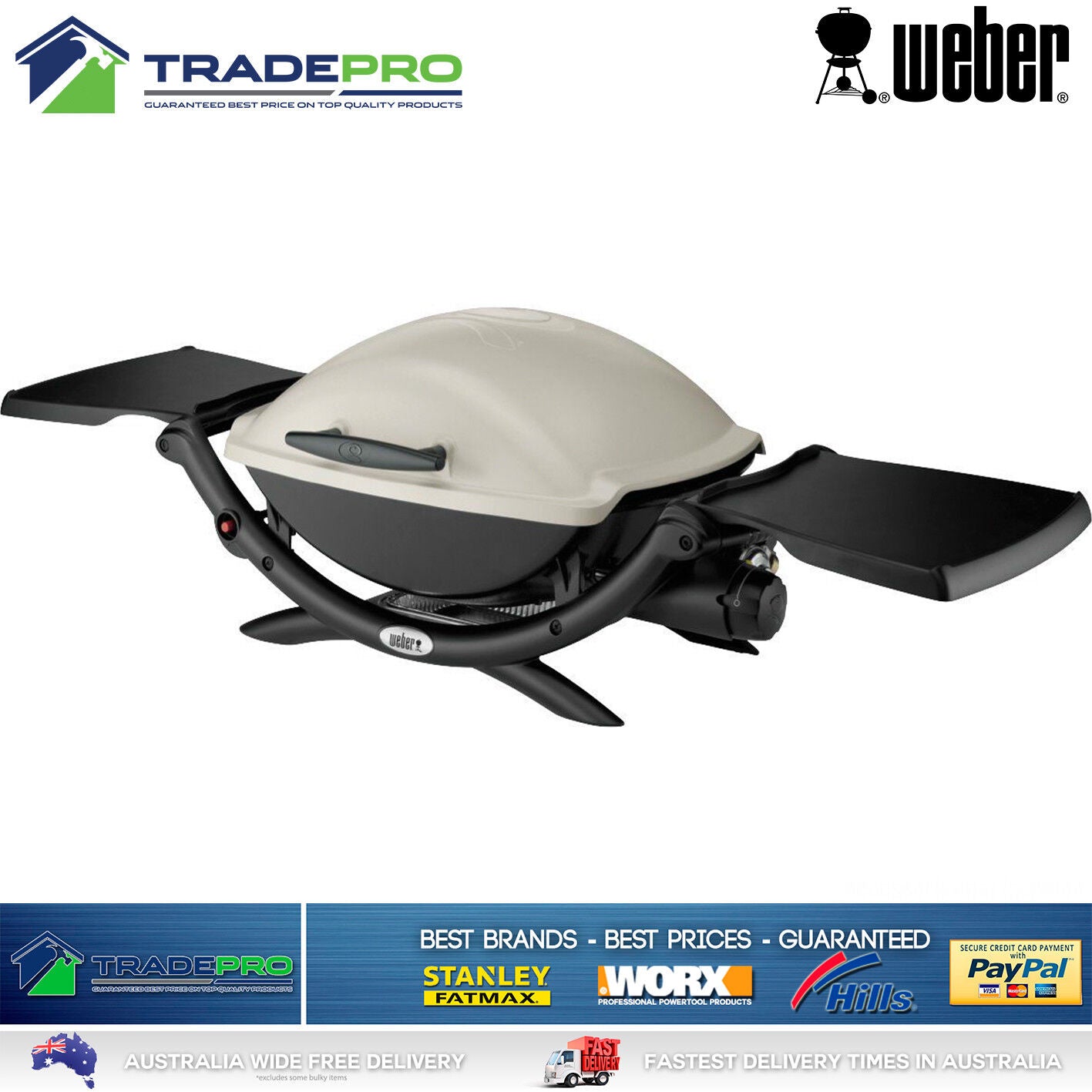 BBQ Weber Q2000 PRO Portable Gas Barbecue Grill Stainless Steel Burner with Hose