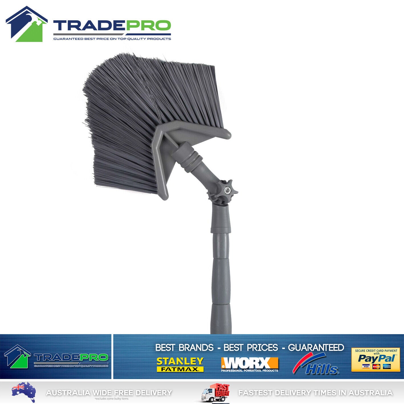 Cobweb Broom 1.4m with Extendable Telescopic Handle Interior Exterior Brush Head