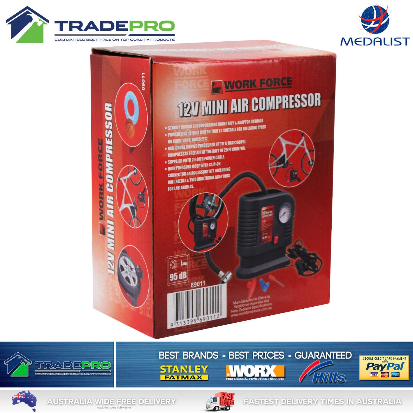 Air Compressor Tyre Inflator Electric 12V Portable Car Bike Bonus Ball Needle
