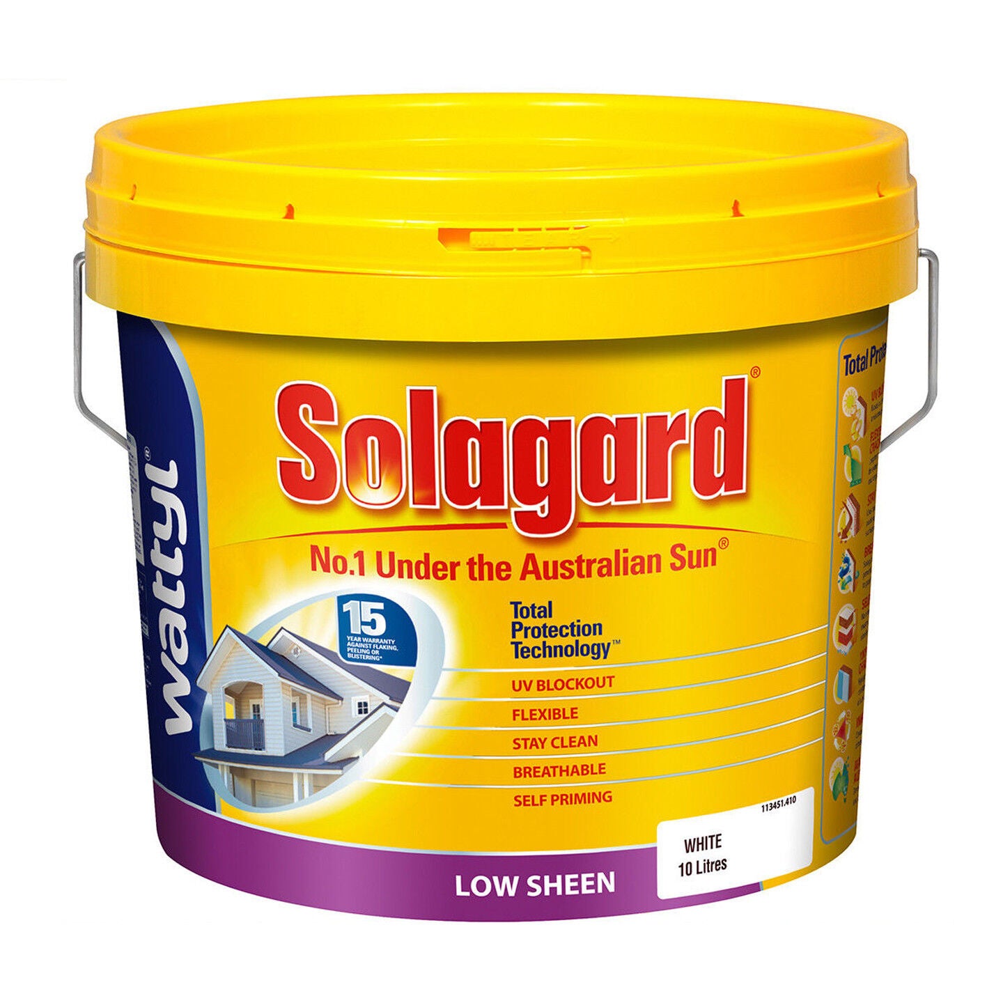 Paint White 10L Wattyl SOLAGARD® Low Sheen FREE TINTING INT & EXT Solar Guard