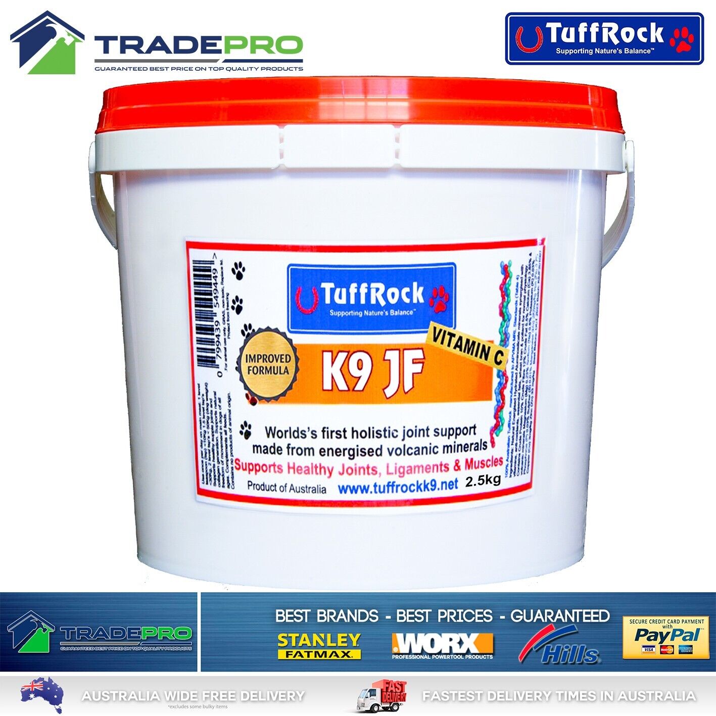 Tuffrock K9 2.5kg Dog Joint Support Formula Natural Canine Feed Additive PRO