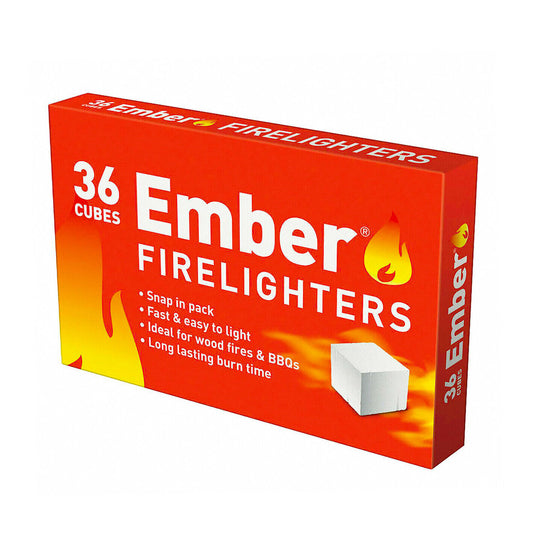 Ember Firelighters Starter Jiffy 36 Pc Low Odour Wood Fire Kindling BBQ Lighter