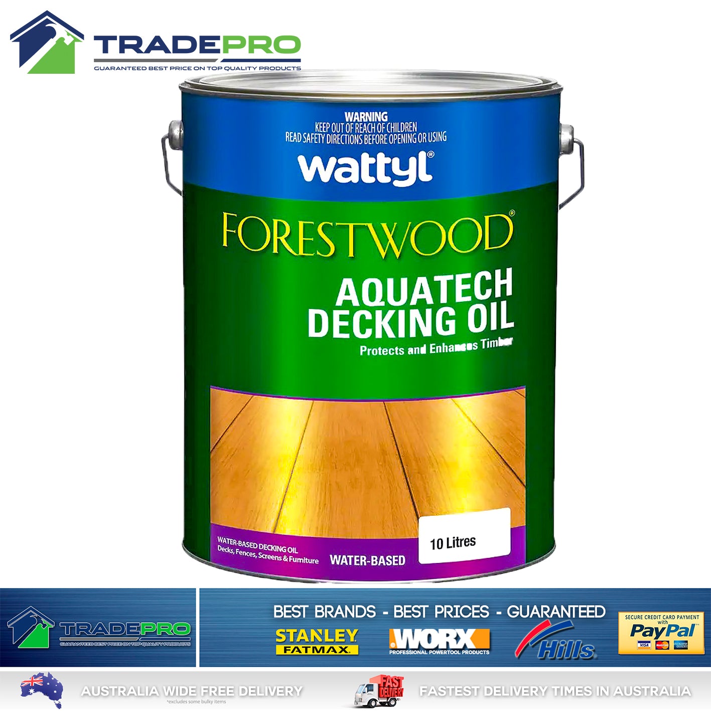 Wattyl Decking Oil PRO Water Based 10L Natural Timber Outdoor Wood Deck 10ltr