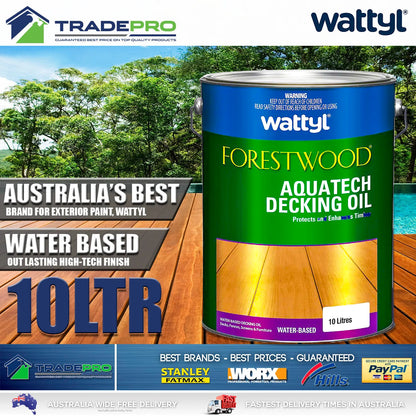 Wattyl Decking Oil PRO Water Based 10L Natural Timber Outdoor Wood Deck 10ltr
