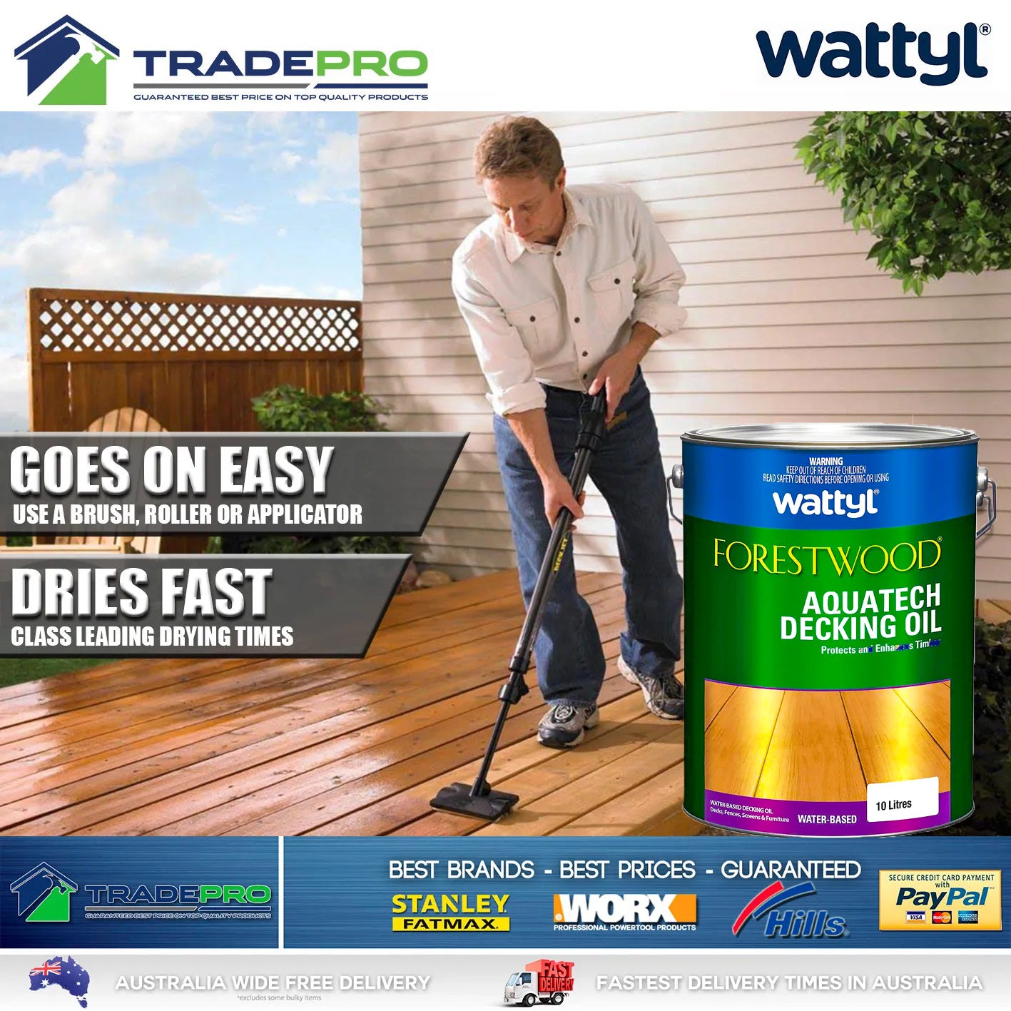 Wattyl Decking Oil PRO Water Based 10L Natural Timber Outdoor Wood Deck 10ltr