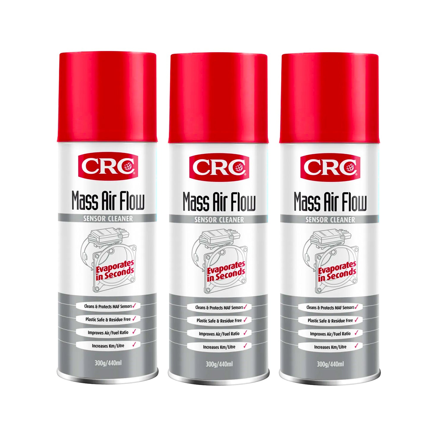 Sensor Clean Spray 3x Mass Air Flow Sensor Cleaner 300g Spray Cleans MAF Sensors CRC Wurt ...