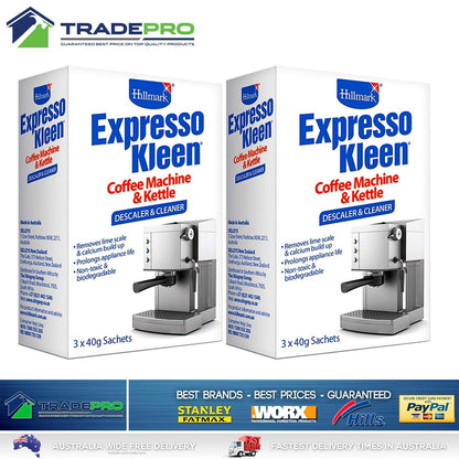 Hillmark 80g (6 Satchel) Expresso Kleen Coffee Machine Kettle Appliance Descaler