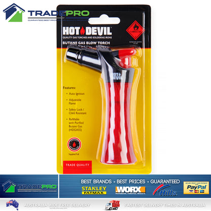Hot Devil® Blow Torch Kit Gas Burner Refillable Butane Auto Lighter Chef & Cooks