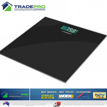 Bathroom Scale Digital Glass PRO Lindoni® Electronic Scales LCD Black 7545643