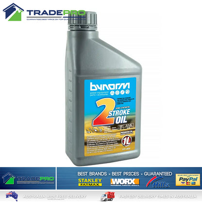Lawnmower Oil 1Ltr 2 Stroke Bynorm Chainsaw Grass Trimmer Brush Cutter Mower