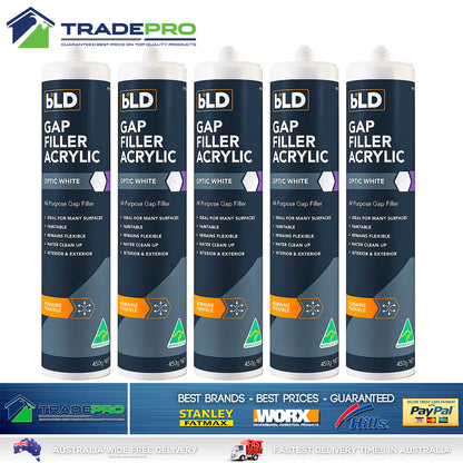 5x Gap Filler 450g White Cartridge No More Gaps Acrylic Sealant 5pc 7814858