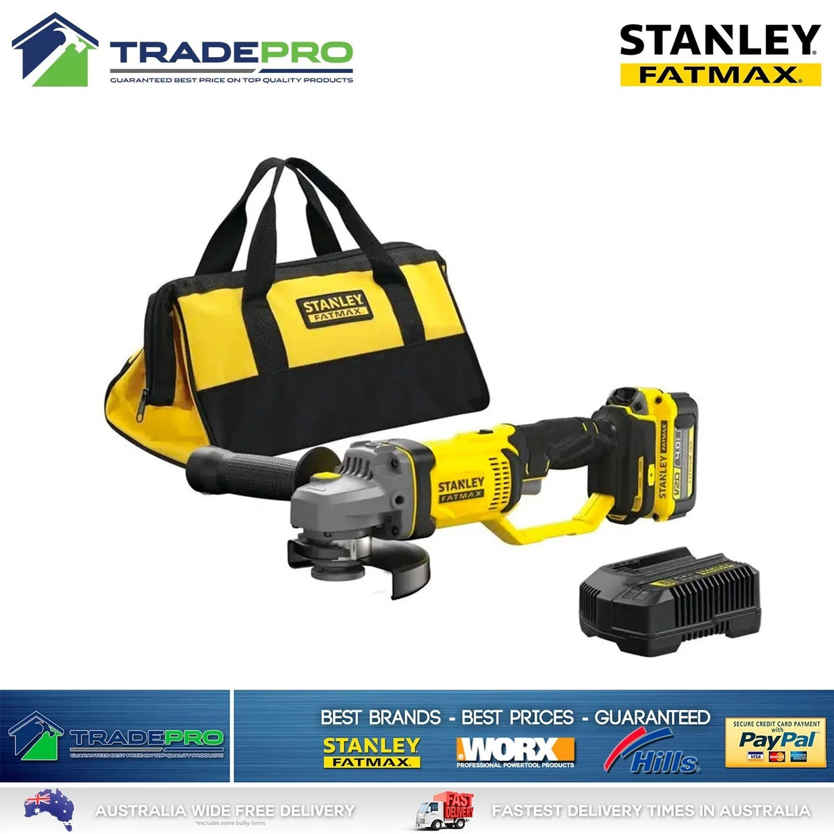 Stanley® Fatmax 18V Cordless 125mm Angle Grinder 4.0Ah Battery Charger