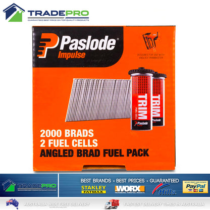 Paslode Genuine Impulse Trimmaster 38mm 2000 16 Gauge Zinc Angled Nails & 2x Gas