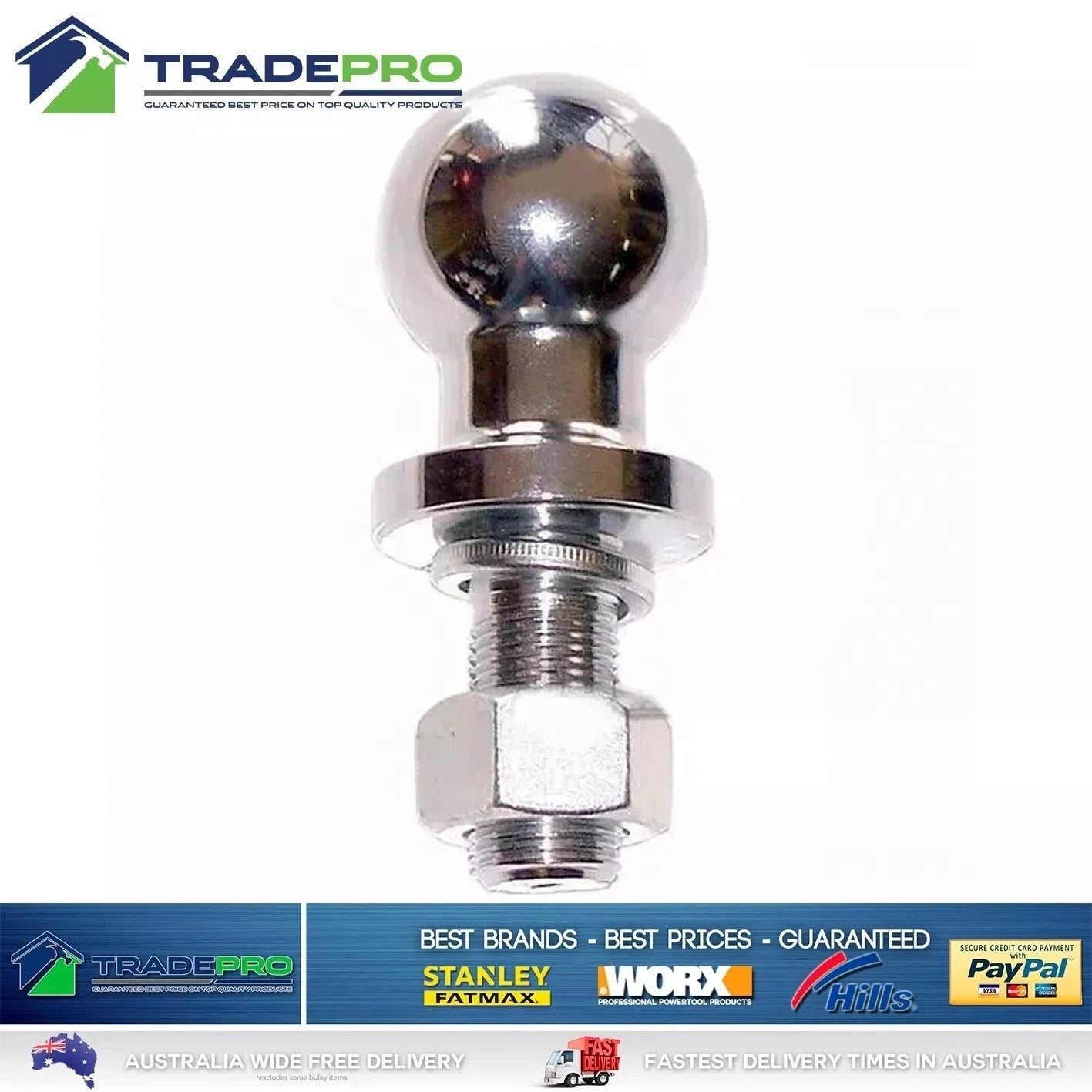 Tow Ball 50mm Car Caravan Towing 7/8 thread 3500kg Towball Trailer Forged Med