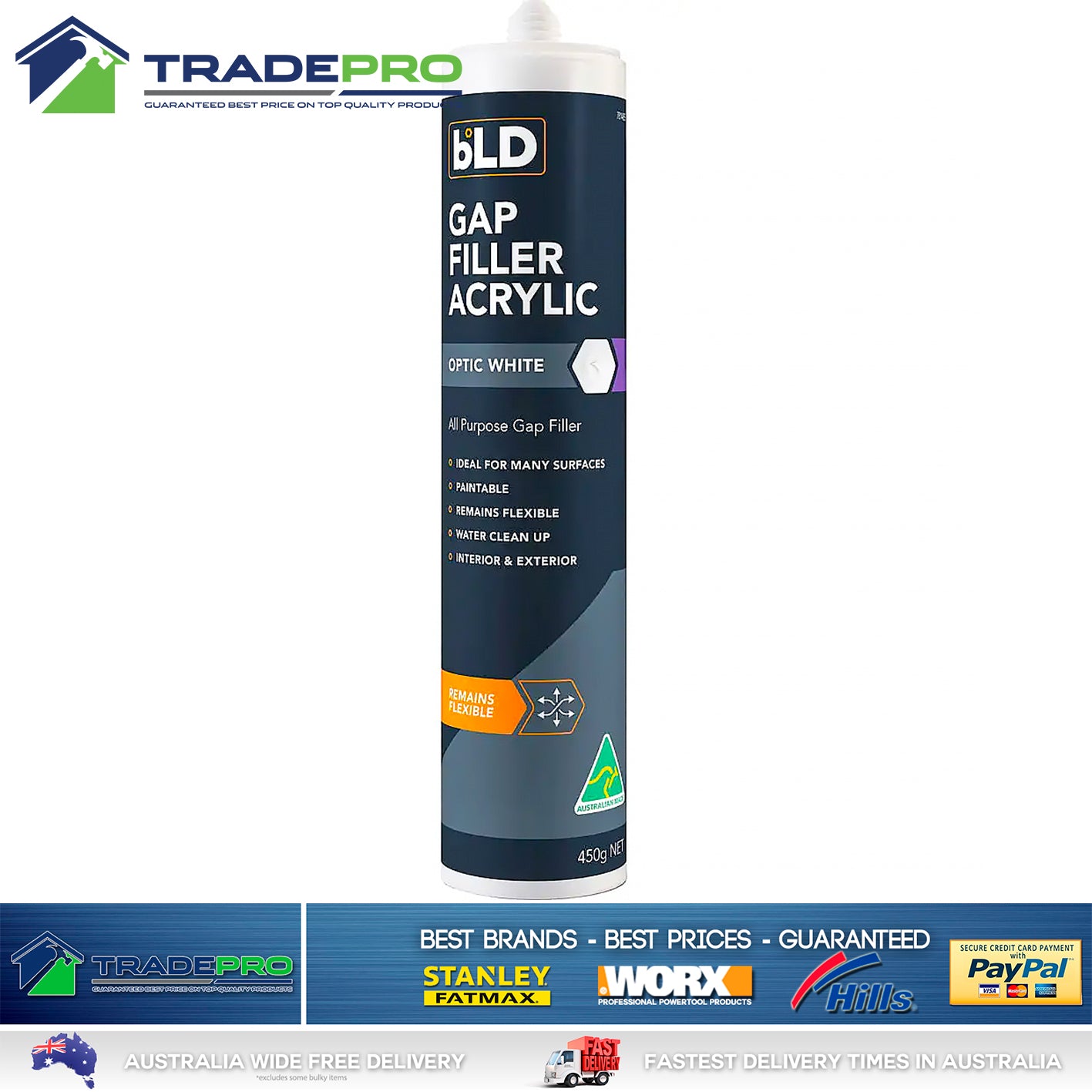 10x Gap Filler 450g White Cartridge No More Gaps Acrylic Sealant 10pc 7814858