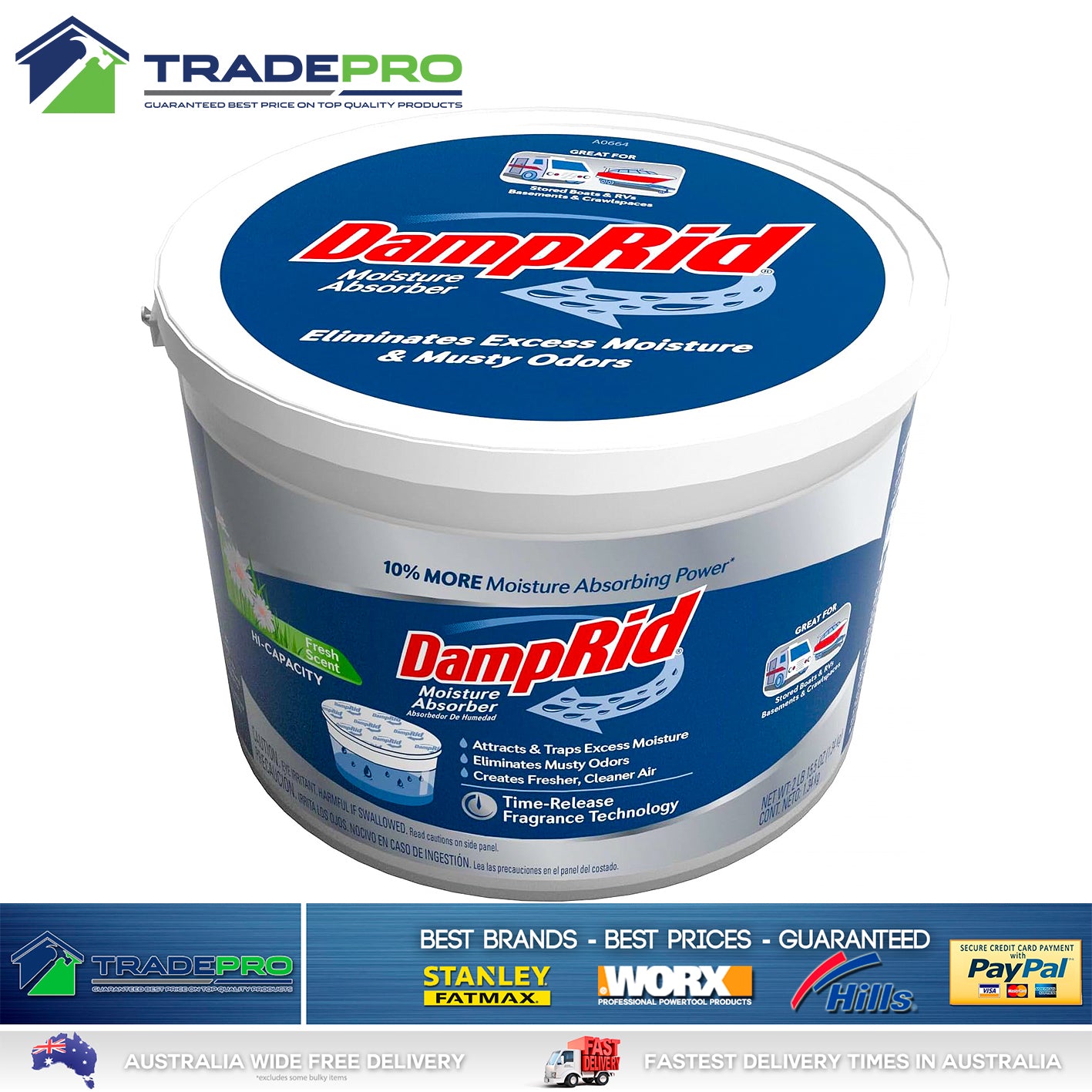 DampRid Moisture Absorber 1.34KG Hi-Capacity Damp Rid Mould Odour Kill PRO