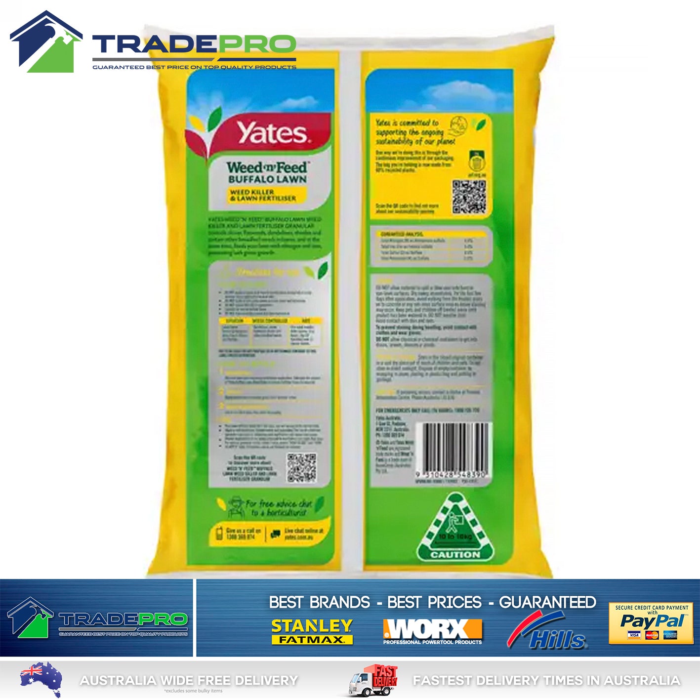 Yates PRO 10kg Buffalo Pro Weed 'n' Feed Granular Weed Killer and Fertilizer