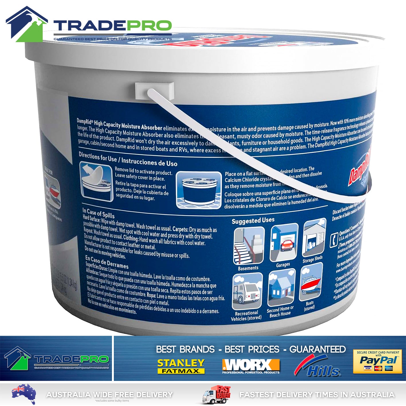 2x DampRid Moisture Absorber 1.34KG Hi-Capacity Damp Rid Mould Odour Kill PRO