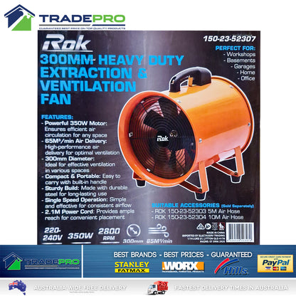 Blower Fan Cooler Large Commercial Workshop ROK 300mm 520W Extraction 3743770
