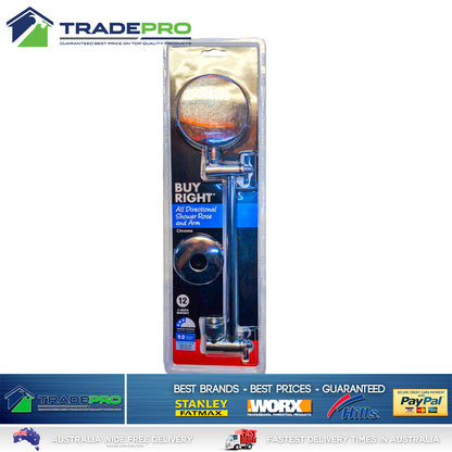 Shower Head & Arm Kit Buyright® PRO EZYFIT Hi-Low Chrome All Directional WELS