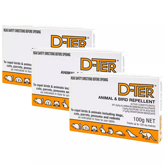 3x D-Ter Animal Bird Repellent 100g Possum Deterrent Rabbit Dog Cat Animal Spray