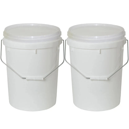 2x Quality Bucket with Lid & Handle 30Ltr H/Duty Premium Plastic Food Grade 30L
