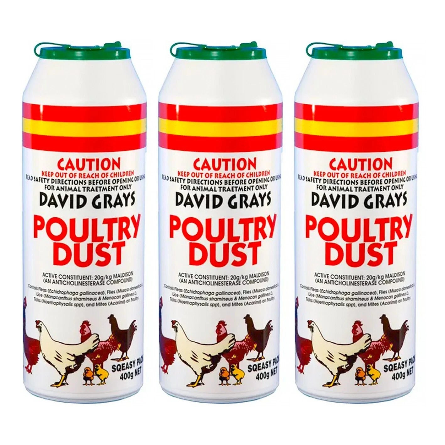 3x Poultry Chicken Dust 400g PRO David Grays Lice Fleas Feather Mites Ticks Pest