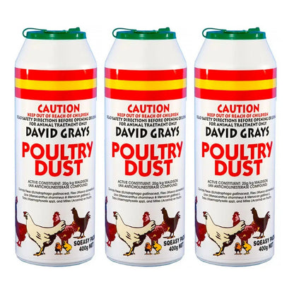 3x Poultry Chicken Dust 400g PRO David Grays Lice Fleas Feather Mites Ticks Pest