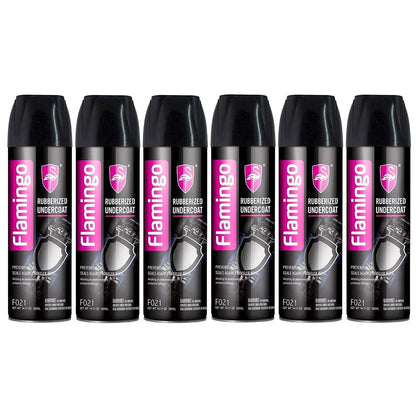 6x Rubberised Undercoat Spray 500ml Black Car Auto Boat Rust Stop Flamingo