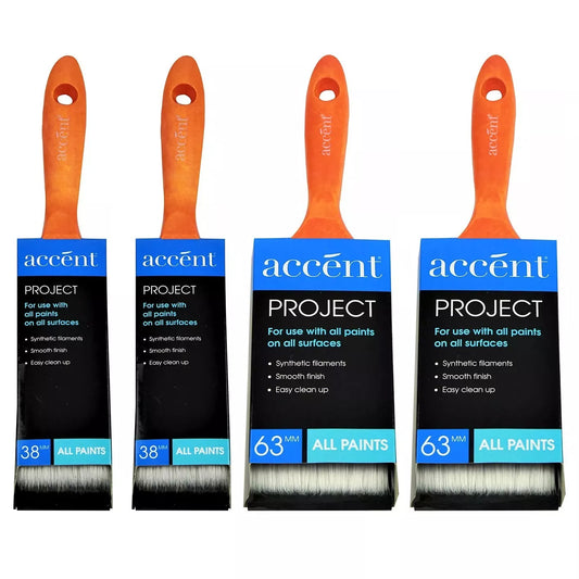 Paint Brush Set 4pc PRO Accent Painting Kit Pack Brushes 38mm 63mm Premium