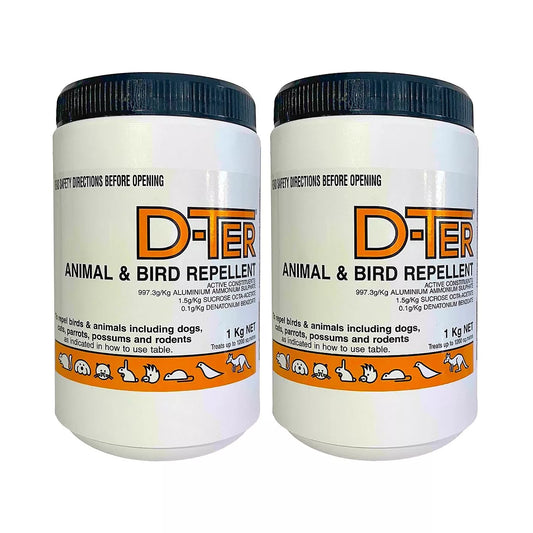 2x D-Ter Animal Bird Repellent 1kg Possum Deterrent Rabbit Dog Cat Repeller