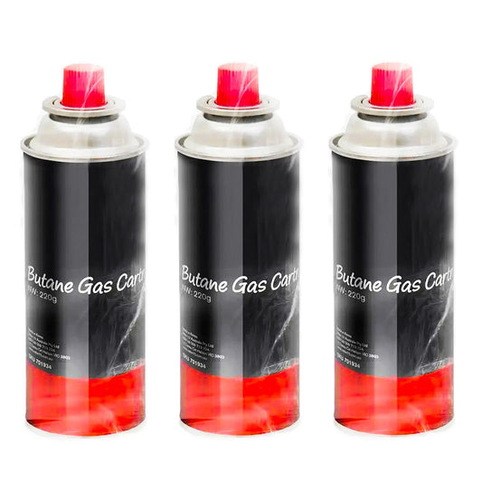 Butane Gas Cartridges 3x 220g Rim Vent Safety Portable BBQ For Gasmate Primus
