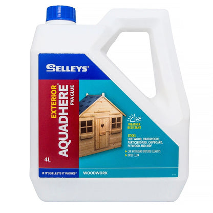 Selleys Wood Glue 4L Aquadhere PVA Woodwork Exterior Bond Tite Adhesive Clear