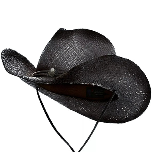 Straw Cowboy Hat Aussie Outback Western Jacaru Mens Womens Most Sizes Black Med
