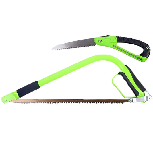 Bow Saw 525mm & 390mm Pruning Saw Combo Kit Bowsaw Quality Carbon Steel Blade