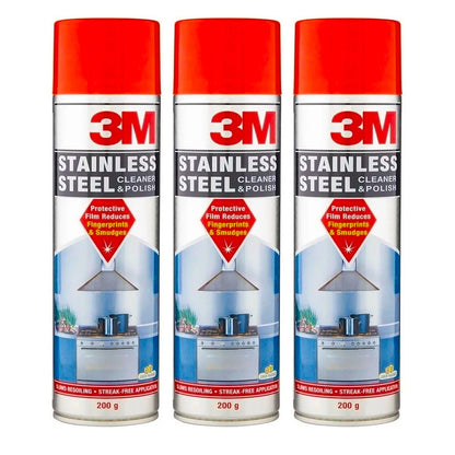 3x 3M Stainless Steel Cleaner & Polish 200g reduces fingerprints and smudges