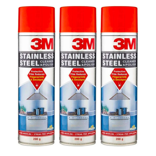 3x 3M Stainless Steel Cleaner & Polish 200g reduces fingerprints and smudges