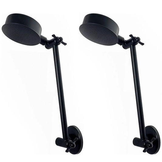 2x Shower Head & Arm Kit Black PRO EZYFIT Hi-Low All Directional WELS Buyright