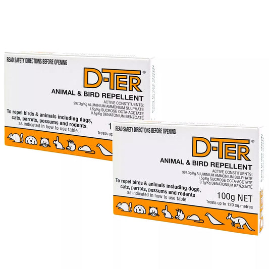 2x D-Ter Animal Bird Repellent 100g Possum Deterrent Rabbit Dog Cat Animal Spray