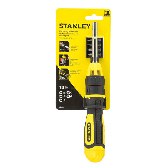 Stanley Multibit Ratchet Screwdriver 10pc Set with PRO Cushion Grip & Bit Holder