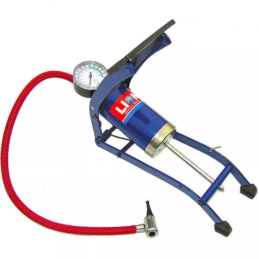 Foot Pump Tyre Inflator & Gauge 100mm Barrell Bike Car ATV Lion Air Compressor