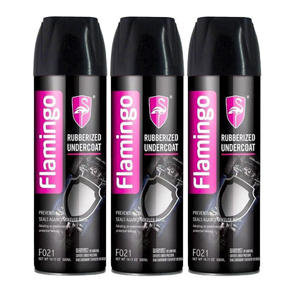 3x Rubberised Undercoat Spray 500ml Black Car Auto Boat Rust Stop Flamingo